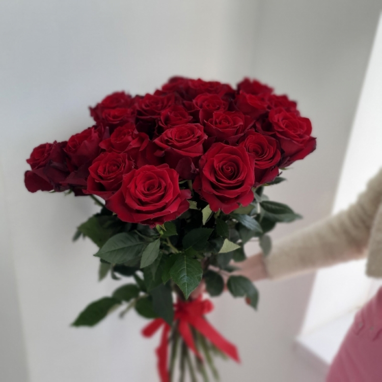 15 красных роз "EXPLORER" 80-90см Premium
