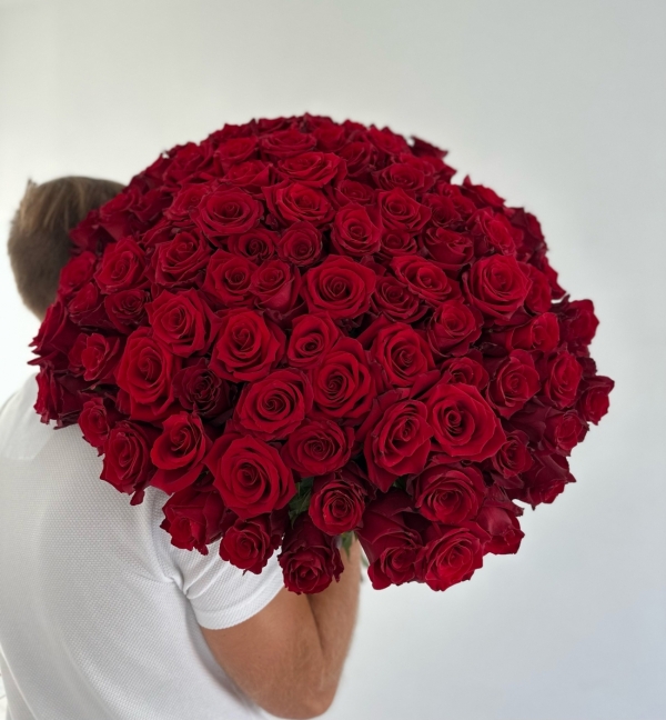 Букет из 101 красной розы 80-90см Эквадор